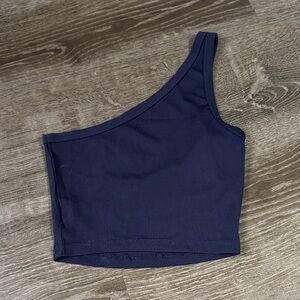 Navy Blue One-Shoulder Women's Top